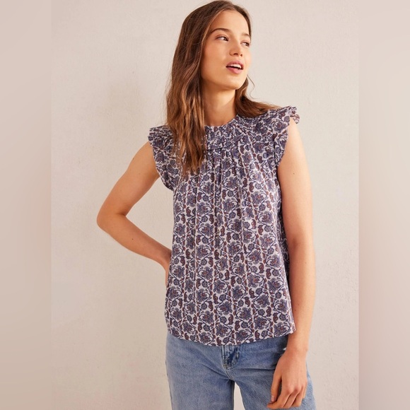 Boden Tops - Boden Paisley Ruffle Sleeveless Blouse